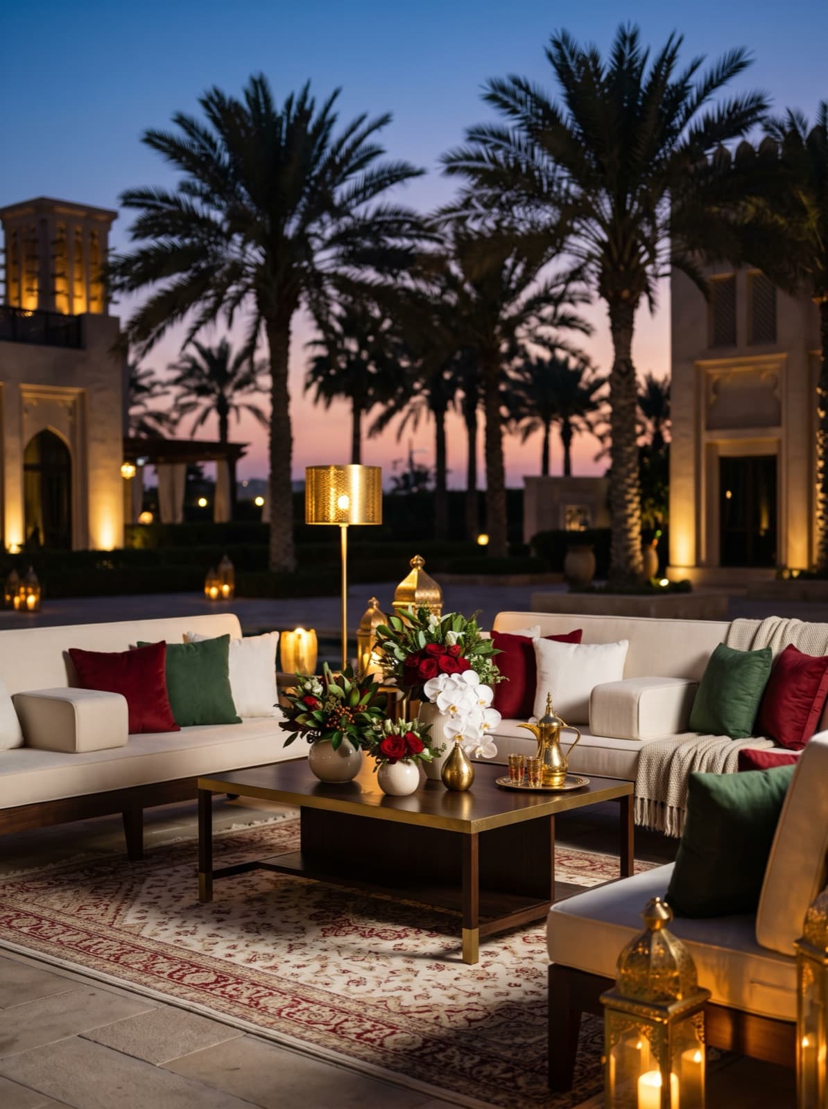 A national day majlis dressed in UAE colours
